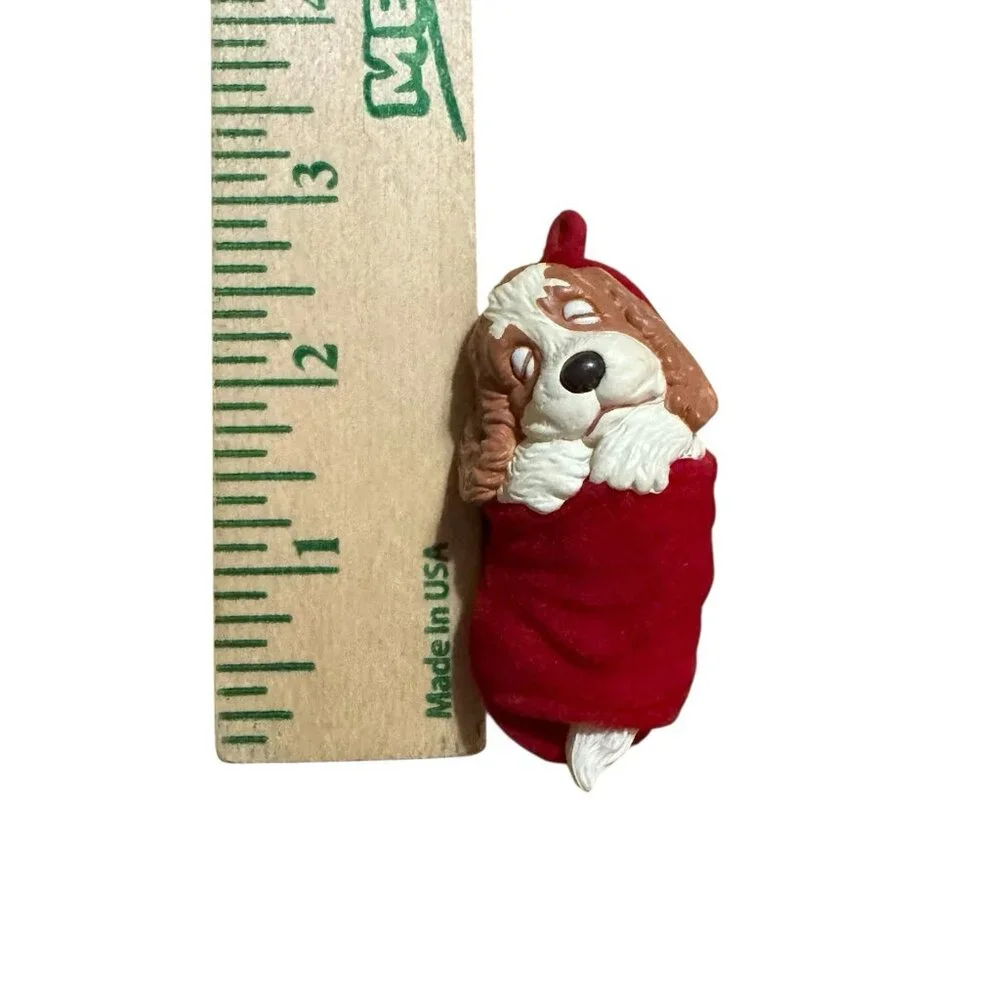 Hallmark Keepsake Slipper Spaniel Ornament 1988 Cocker Spaniel Flocked Christmas